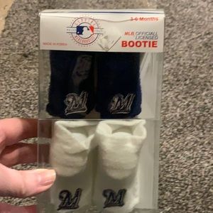 Milwaukee Brewers booties. 3-6 months
